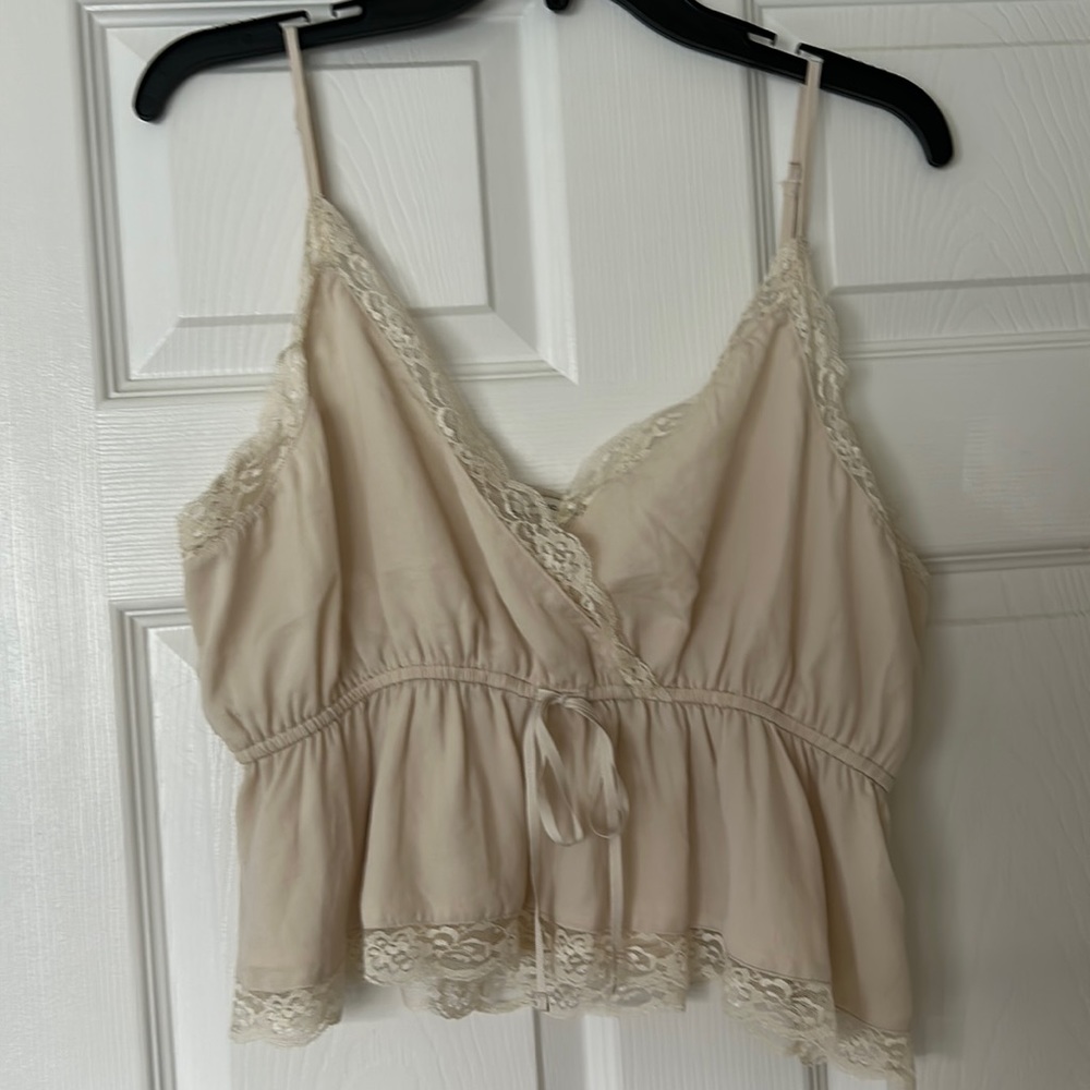 American Eagle Silk Lace Crop Cami